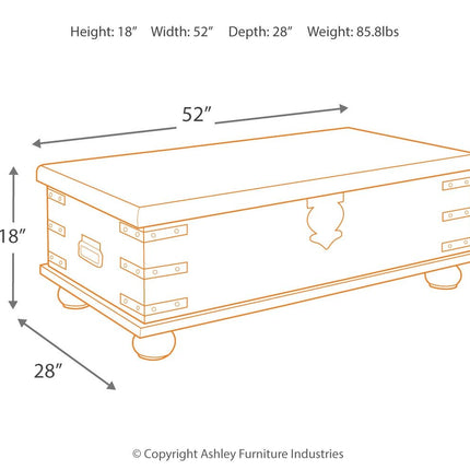 Carynhurst - White Wash Gray - Lift Top Cocktail Table Ashley Furniture 