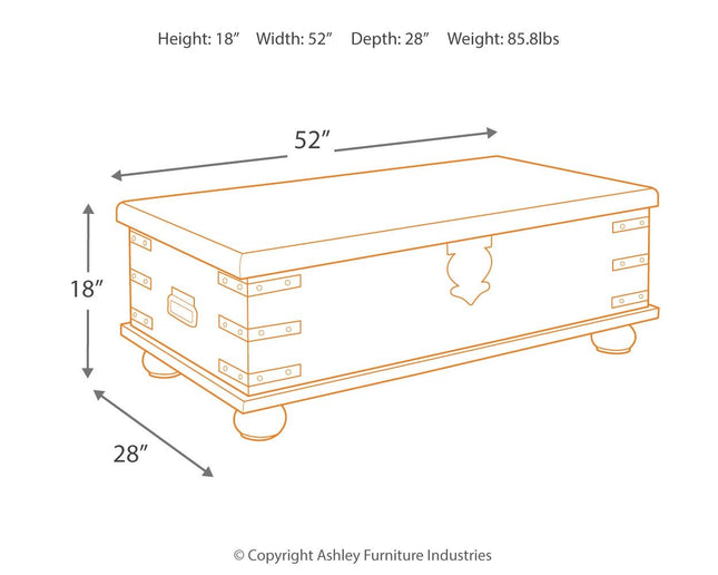 Carynhurst - White Wash Gray - Lift Top Cocktail Table Ashley Furniture 