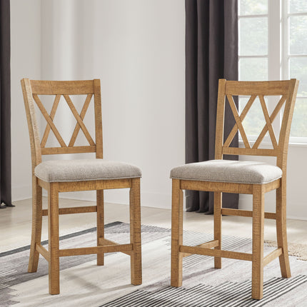 Havonplane - Brown - Upholstered Barstool (Set of 2) Signature Design by Ashley® 