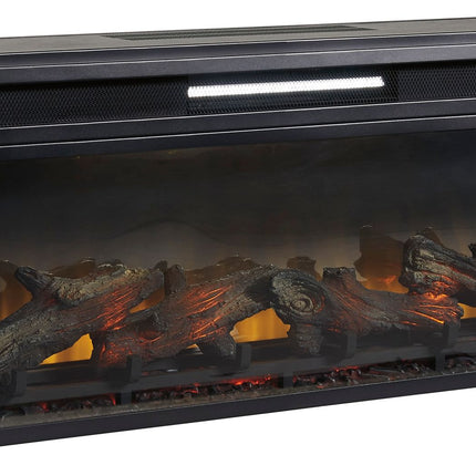 Foyland - Black / Brown - 83" TV Stand With Electric Infrared Fireplace Insert Signature Design by Ashley® 