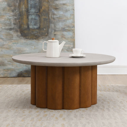 Evelyn - Coffee Table - Faux Concrete Top & Walnut  Finish ACME 