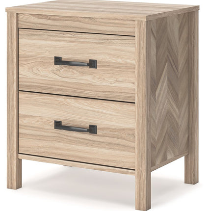 Battelle - Tan - Two Drawer Night Stand Signature Design by Ashley® 