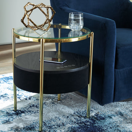 Nedman - Black / Gold Finish - Accent Table With Speaker Signature Design by Ashley® 