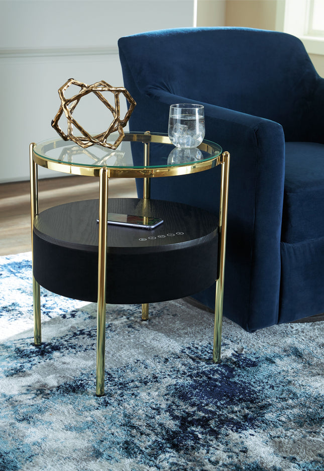 Nedman - Black / Gold Finish - Accent Table With Speaker Signature Design by Ashley® 