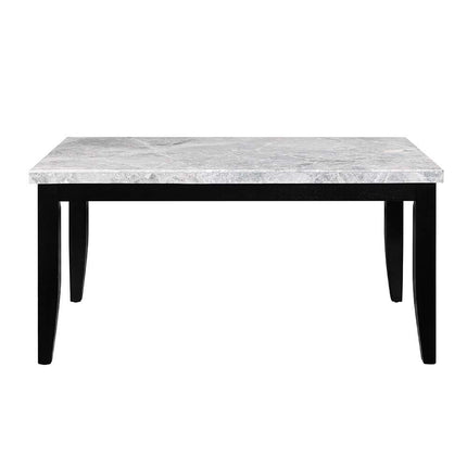 Hussein - Dining Table With Marble Top - Marble & Black Finish ACME 