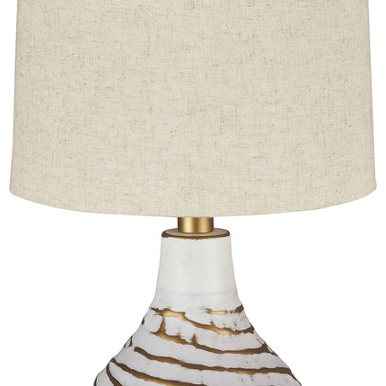 Aleela - White / Gold Finish - Metal Table Lamp Ashley Furniture 