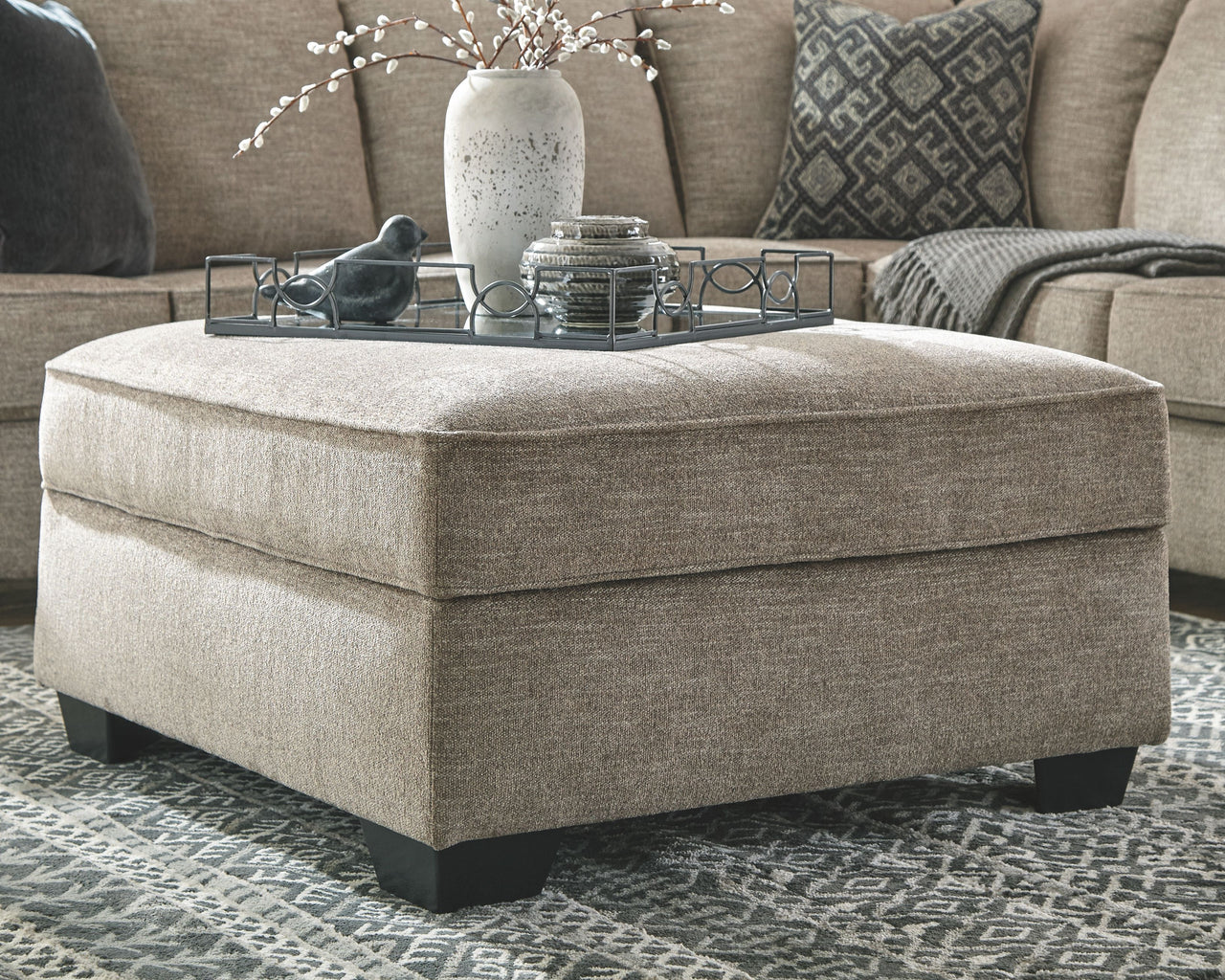 Bovarian - Stone - Ottoman With Storage - Tony's Home Furnishings