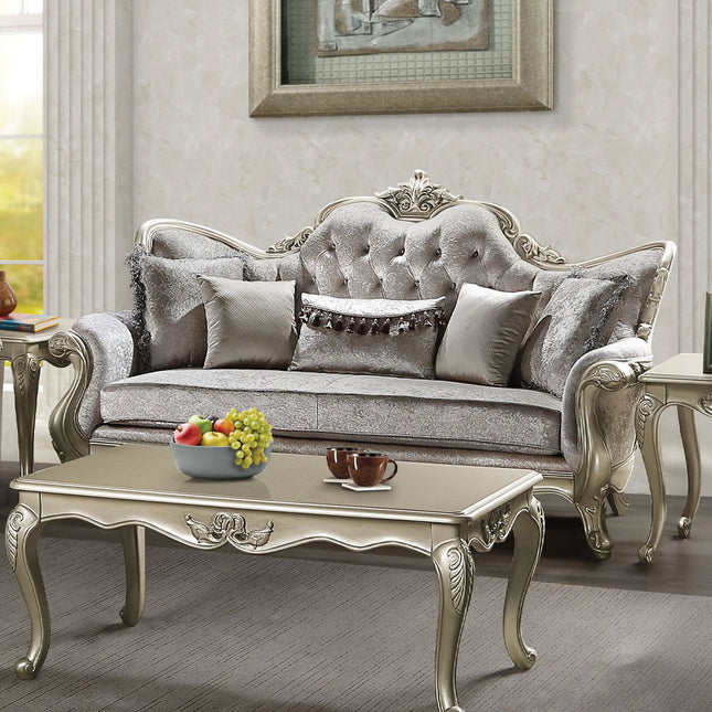 Libertee - Sofa With 5 Pillows - Beige Fabric & Champagne ACME 