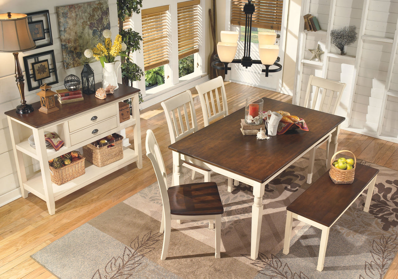 Whitesburg - Brown / Cottage White - Large Dining Room Bench - Tony's Home Furnishings