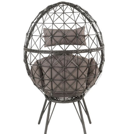 Aeven - Patio Lounge Chair - Light Gray Fabric & Black Wicker ACME 