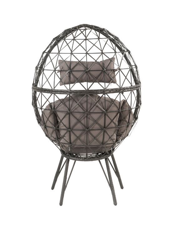 Aeven - Patio Lounge Chair - Light Gray Fabric & Black Wicker ACME 