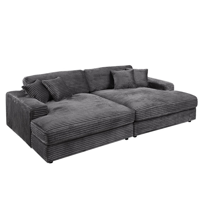 Hilde - Double Chaise With 2 Pillows - Dark Gray ACME 