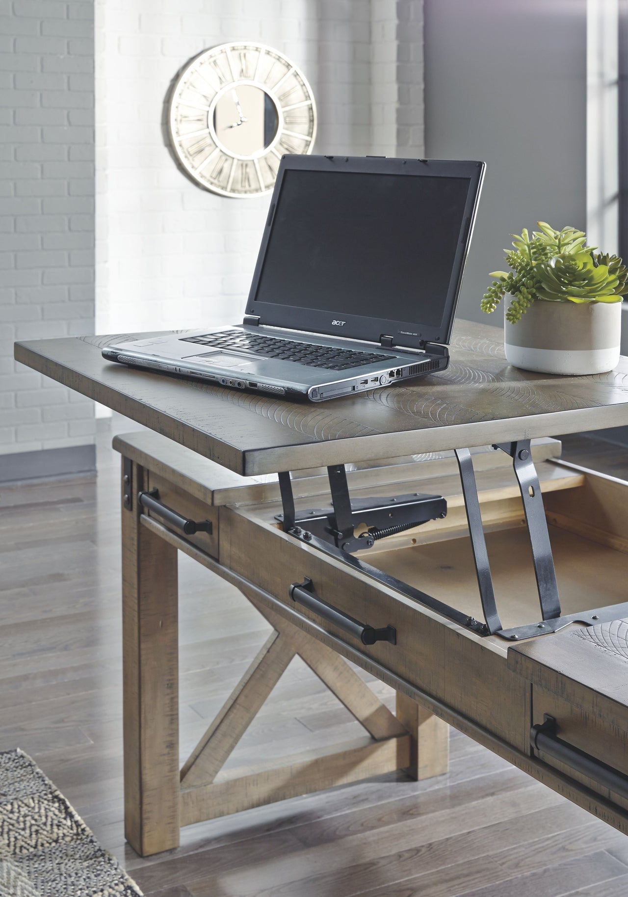 Aldwin - Gray - Home Office Lift Top Desk - Tony's Home Furnishings