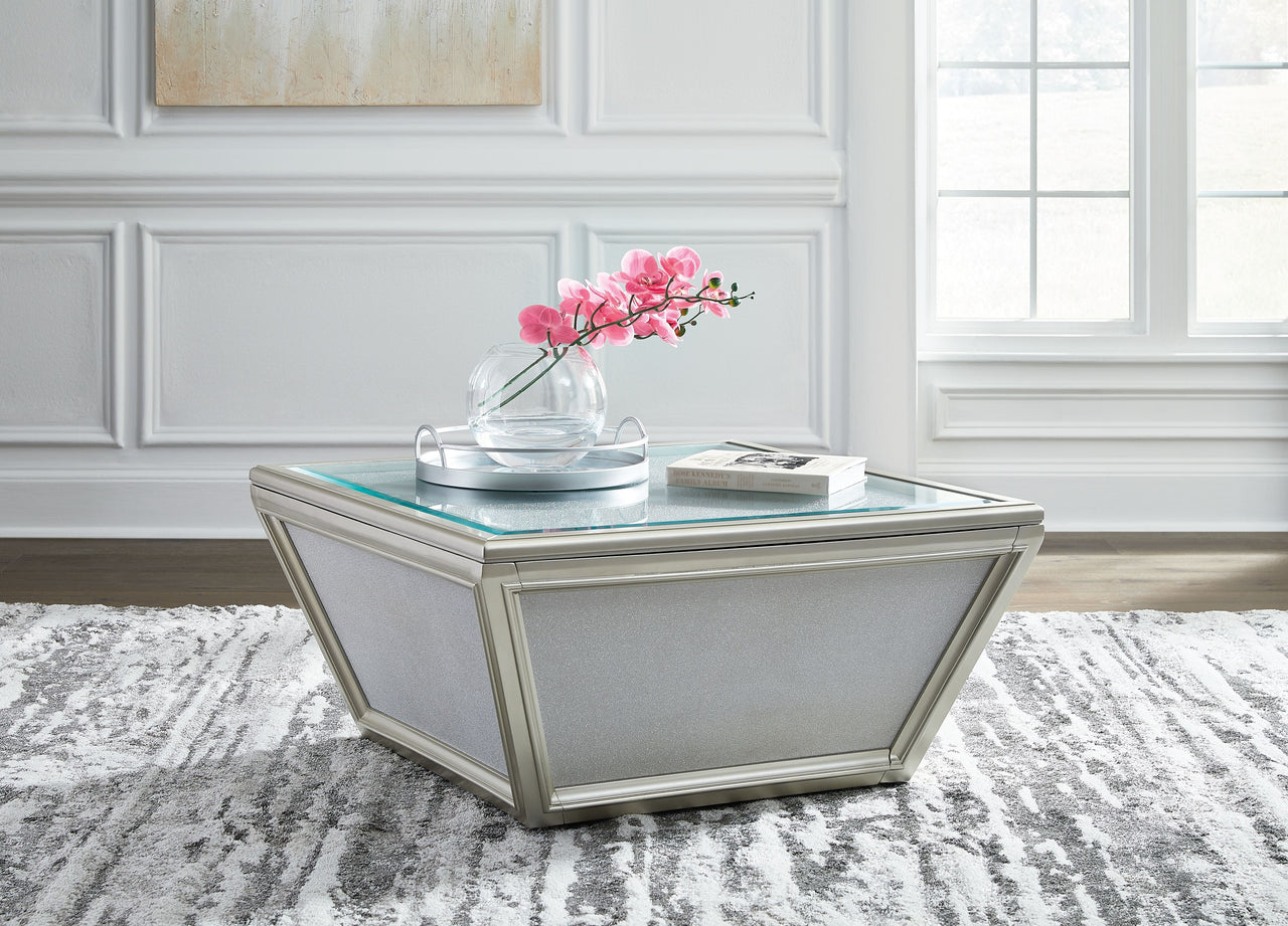 Traleena - Silver Finish - Square Cocktail Table - Tony's Home Furnishings
