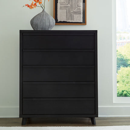 Danziar - Black - Five Drawer Wide Chest Signature Design by Ashley® 