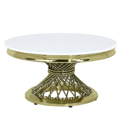 Fallon - Coffee Table With Engineered Stone Top - Gold ACME 