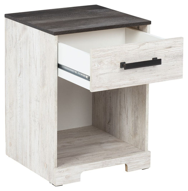 Shawburn - Whitewash / Charcoal Gray - One Drawer Night Stand Signature Design by Ashley® 