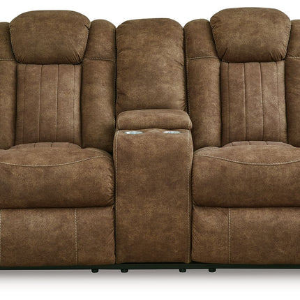 Wolfridge - Brindle - Power Reclining Loveseat With Console /Adj Hdrst Signature Design by Ashley® 