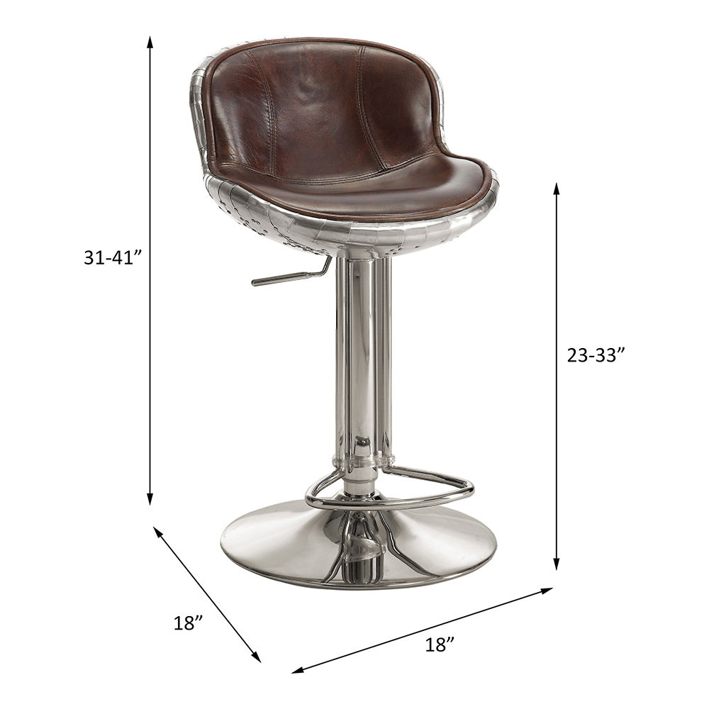 Brancaster - Stool - Vintage Brown Top Grain Leather & Aluminum - Tony's Home Furnishings