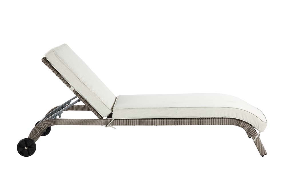 Salena - Patio Lounge Chair - Beige Fabric & Gray Finish - 13" ACME 