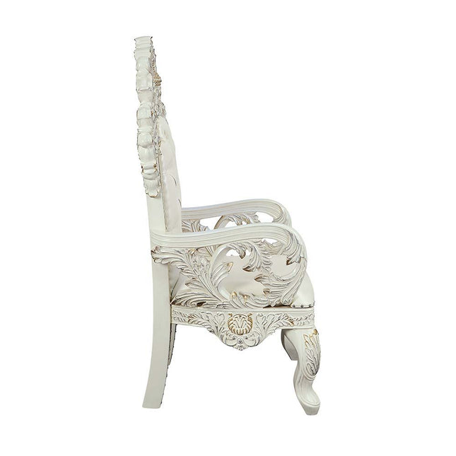 Adara - Dining Chair (Set of 2) - White PU & Antique White Finish ACME 