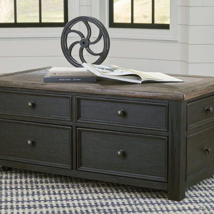 Tyler - Grayish Brown / Black - Lift Top Cocktail Table Ashley Furniture 