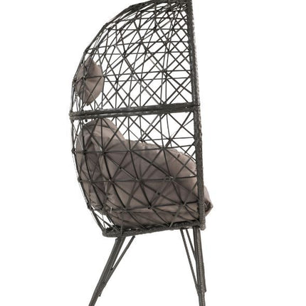 Aeven - Patio Lounge Chair - Light Gray Fabric & Black Wicker ACME 