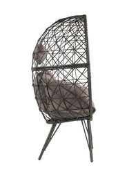 Aeven - Patio Lounge Chair - Light Gray Fabric & Black Wicker ACME 