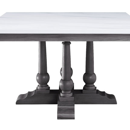 Yabeina - Dining Table - Marble Top & Gray Oak Finish - 30" ACME 