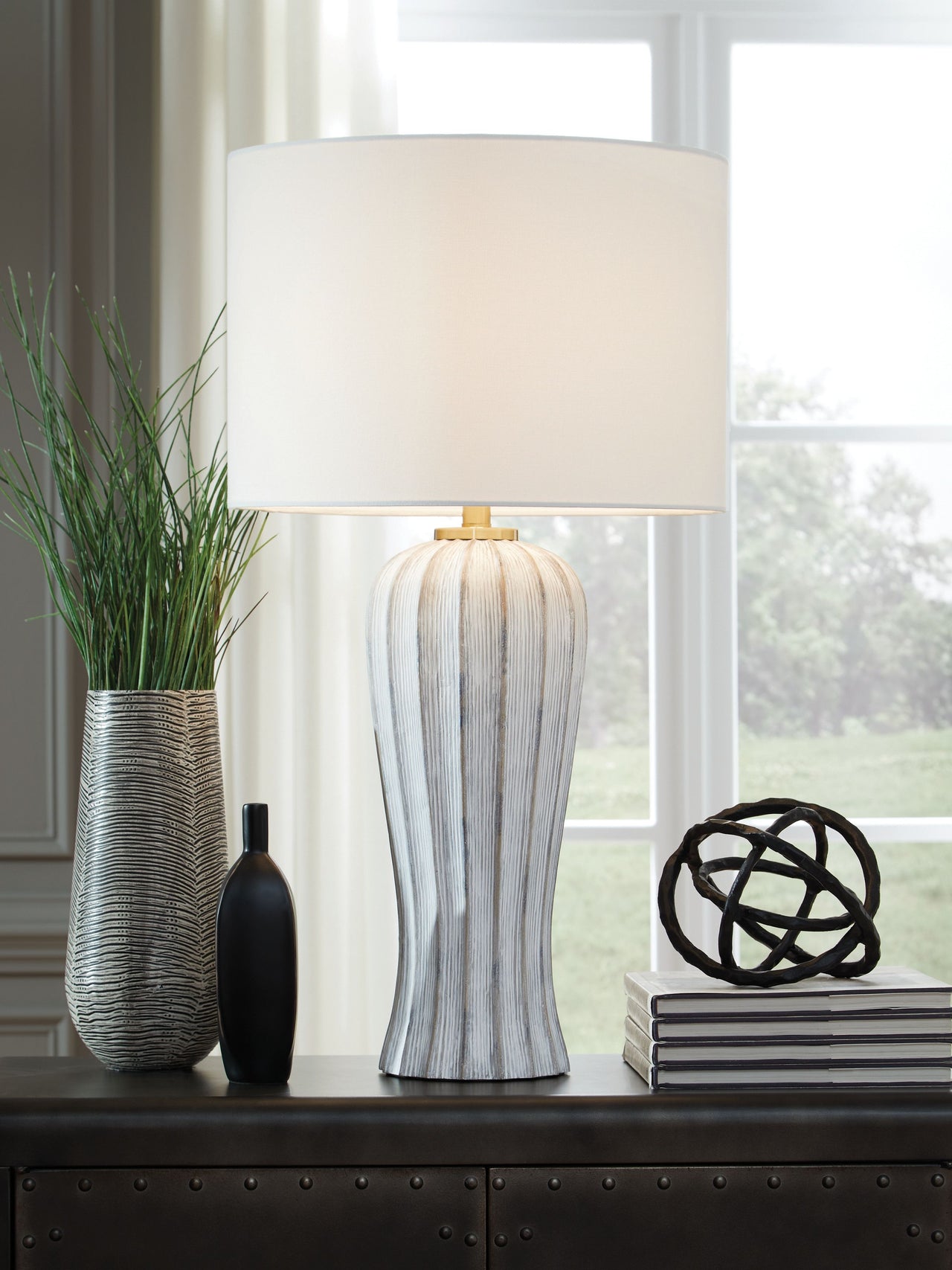 Lanwell - Antique Gray - Poly Table Lamp