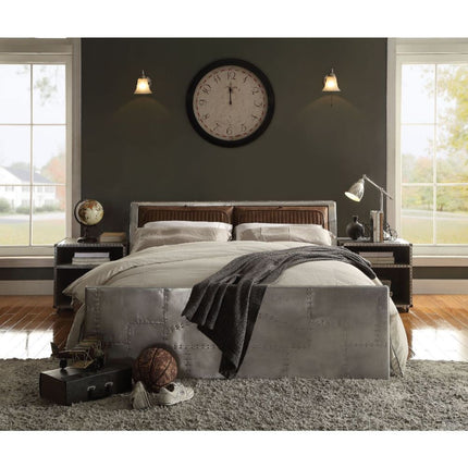 Brancaster - Queen Bed - Retro Brown Top Grain Leather & Aluminum ACME 