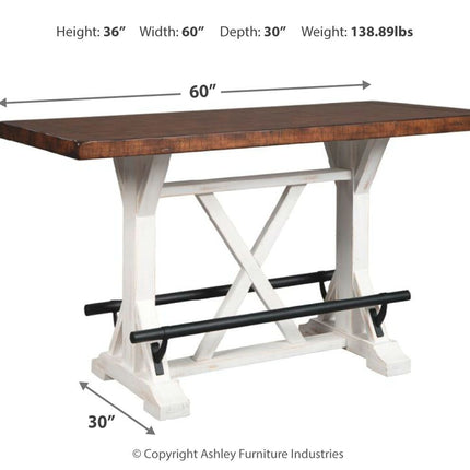 Valebeck - White / Brown - Rectangular Dining Room Counter Table Signature Design by Ashley® 