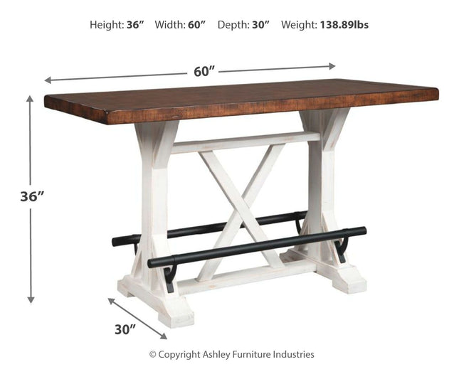 Valebeck - White / Brown - Rectangular Dining Room Counter Table Signature Design by Ashley® 