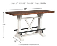 Thumbnail for Valebeck - White / Brown - Rectangular Dining Room Counter Table - Tony's Home Furnishings