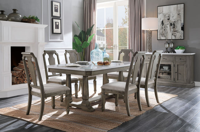 Zumala - Dining Table - Marble & Weathered Oak Finish - Tony's Home Furnishings