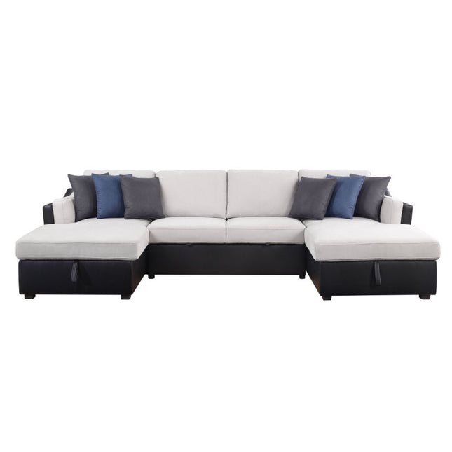 Merill - Sectional Sofa - Beige Fabric & Black PU ACME 