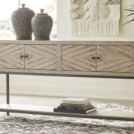 Roanley - Distressed White - Console Sofa Table Ashley Furniture 