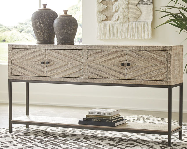 Roanley - Distressed White - Console Sofa Table Ashley Furniture 