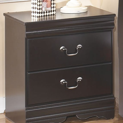 Huey - Black - Two Drawer Night Stand Ashley Furniture 