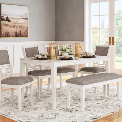 Erinberg - Antique White - Dining Room Table Set (Set of 6) Signature Design by Ashley® 