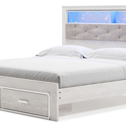 Altyra - White - King Upholstered Bookcase Bed With Storage Signature Design by Ashley® 