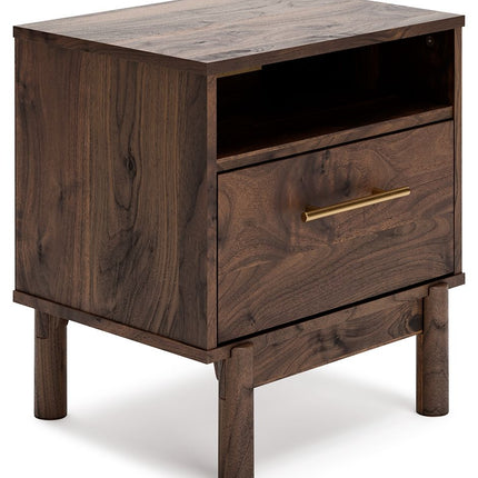 Calverson - Mocha - One Drawer Night Stand - Medium Signature Design by Ashley® 