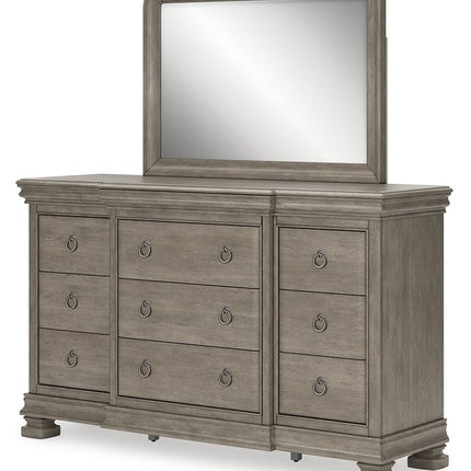 Lexorne - Gray - Dresser And Mirror Signature Design by Ashley® 