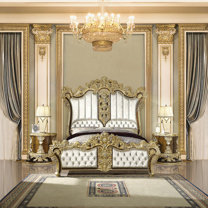 Desiderius - Eastern King Bed - Antique Gold & Hand Painted Brown - Tony's Home Furnishings