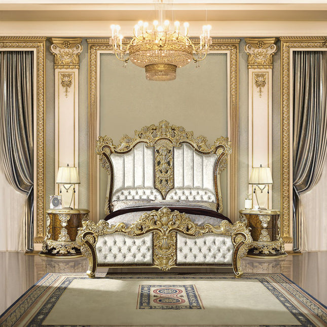 Desiderius - Eastern King Bed - Antique Gold & Hand Painted Brown - Tony's Home Furnishings