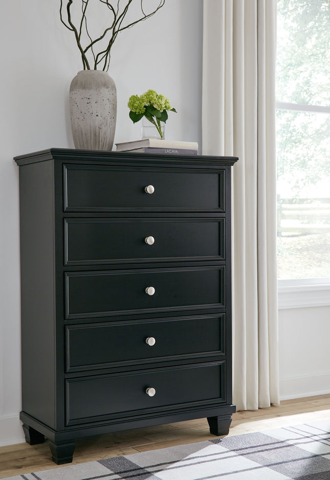 Lanolee - Black - Five Drawer Chest Signature Design by Ashley® 