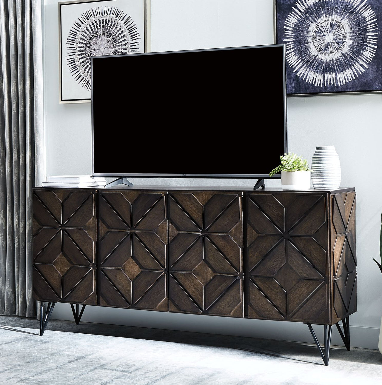 Chasinfield - Dark Brown - Extra Large TV Stand - Tony's Home Furnishings