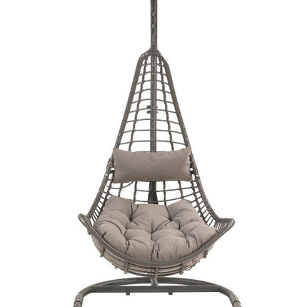 Uzae - Patio Swing Chair - Gray Fabric & Charcaol Wicker ACME 