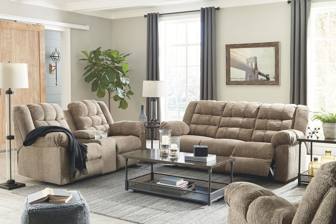 Workhorse - Cocoa - Dbl Rec Loveseat W/Console - Tony's Home Furnishings