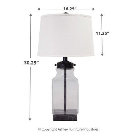 Sharolyn - Transparent / Silver Finish - Glass Table Lamp Ashley Furniture 